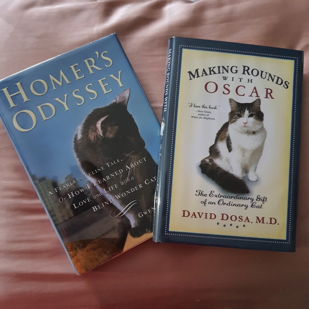 Lot of 2 Cat Books - Homers Odyssey + Making Rounds With Oscar